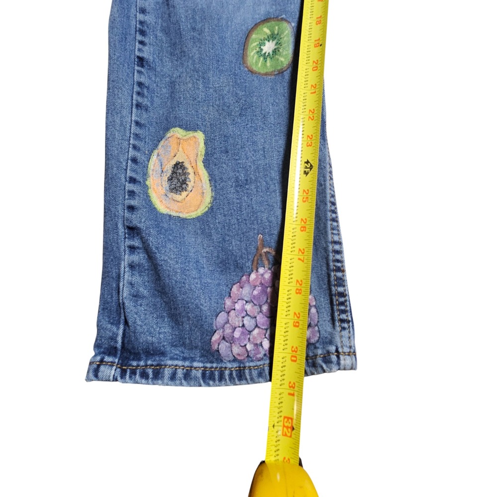 Levi's Womens 505 Regular Fit Jeans Fruits Hand Painted 36x30 Medium Wash Custom - Picture 8 of 9
